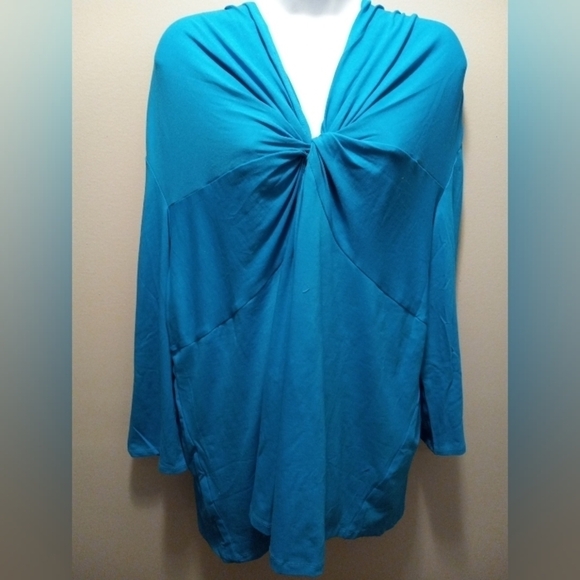 IMAN Tops - IMAN  Twisted Knot Front Tunic Plus Size 3X Teal, NWT